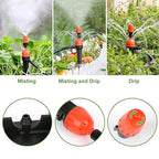 Drip Irrigation System, 213FT Drip Irrigation Kit for Garden - 50FT Main & 163FT Branch Tubing, Adjustable Nozzles for Drip or Mist Cooling, Irrigation System for Garden, Lawn, Patio, Raised Bed