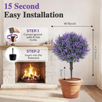 PATIO CHOICE Artificial Topiary Boxwood Ball Trees with Lavender Set of 2 22" Artificial Faux Plants Realistic Bushes Fake Shrubs Decorations for Outdoor Indoor Front Porch Garden