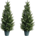 3FT Artificial Cedar Topiary Tree for Outdoor & Indoor Use – UV Rated Faux Cedar Tree in Planter, Fake Plants for Outdoor Planters & Indoor Decor, Ultra Realistic Artificial Shrubs (2 Pack)
