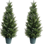 3FT Artificial Cedar Topiary Tree for Outdoor & Indoor Use – UV Rated Faux Cedar Tree in Planter, Fake Plants for Outdoor Planters & Indoor Decor, Ultra Realistic Artificial Shrubs (2 Pack)