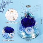 FIACO Gifts for Women Birthday Preserved Rose Forever Flower in Glass Angel Figurines Fresh Flowers for Delivery Prime for Mom Real Roses for Grandma Sister Wife Her from Daughter