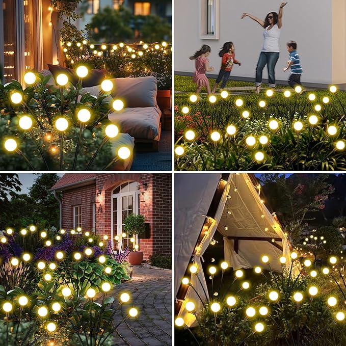 ZFNN Solar Garden Lights Outdoor, 10 Pack 60 LED Solar Firefly Lights, Swaying Waterproof Garden Decor for Yard Patio Pathway Lawn Gardening Gifts