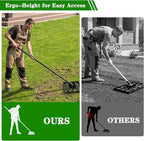 Lawn Leveling Rake 17x10 inch, Heavy Duty Ground Leveler for Soil, Sand, Effortless Smooth Use & Easy Assembly Stainless Steel Landscape Rake for Backyard, Garden, Golf Course, Black