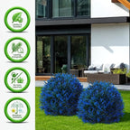 Lunmon 2 Pack 24" Artificial Topiary Ball Plants Trees with Flowers, Outdoor Fake Topiary Plants with Ground Spike, UV Resistant Faux Bushes for Indoor Outdoor Front Door Decor(Blue,Lavender)