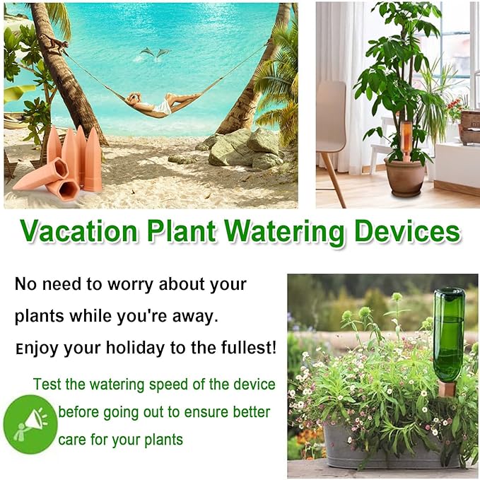 Plant Watering Stakes 8 Pack Automatic Plant Waterers for Vacations, Plant Watering Devices Terracotta Self Spikes for Wine Bottles Great Pikes for Indoor & Outdoor