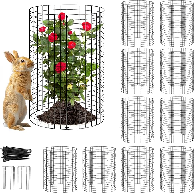 10 Pack Plant Protector from Animals, Wire Mesh Plant Cages for Garden – Sturdy Metal Plant Protectors to Keep Rabbits, Squirrels, and Animals Out – Ideal for Vegetables, Flowers, and Outdoor Plants