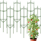 6 Pack 48 Inch Tomato Cages for Garden, Triangle Metal Plant Support with Rust-Resistant Coating, Heavy Duty Tomato Trellis for Raised Bed, Pots, Cucumbers, Peppers & Climbing Plants