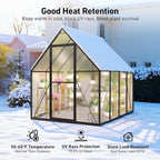6x8 FT Garden Greenhouse with Hygrometer, Polycarbonate Greenhouse with Heavy Duty Aluminum Frame, Quick Setup Plant Gardening Green Houses for Outside with Lockable Door & Vented Roof Window