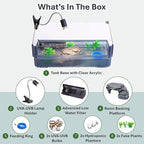 Large Turtle Tank Kit for Aquatic Turtles – Complete Starter Habitat with Filter, UVB Lamp, Basking Platform, Plants, Feeding Ring – Turtle Aquarium Kit (Black)