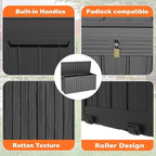 PatioZen 75 Gallon Resin Deck Box, Lockable Patio Outdoor Storage Box for Furniture, Garden Tools and Tools Storage, Waterproof Outside Storage Boxes - Black