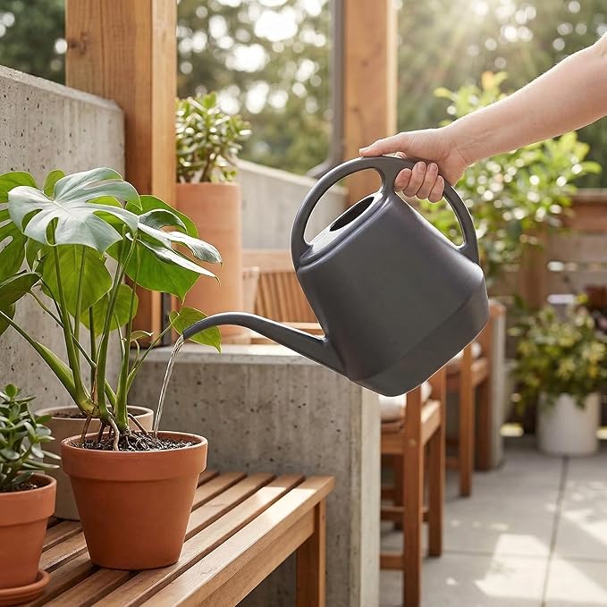 Fasmov Plastic Watering Can, Grey, 1-Gallon