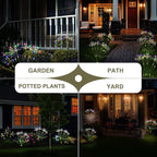 Garden Decor Solar Outdoor Lights, Waterproof Solar Powered Garden Decorative Lights for Christmas Outside Yard Pathway Flowerbed Planter Balcony Patio Gravestone Decor 4-Pack, Multicolor