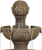 Ravenna 43" High Large Italian Indoor Outdoor Decor Faux Stone Floor Fountain Standing Waterfall 3-Tier Basin Tall Water Feature for Outside Garden Patio Yard Backyard Porch Deck - John Timberland