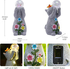 Goodeco Solar Cat Garden Statue - Outdoor Cat Decor with Solar Butterfly & Succulent Flowers LED Lights for Garden Enthusiasts - Ideal Gifts for Mom & Birthdays
