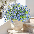 ATTGREAT Artificial Flowers Outdoor Faux Plants UV Resistant Fake Patio Flowers Plastic Greenery Plnats Outside Bulk for Spring Garden Hanging Planter Home Vase Decor, 12 Bundles (Blue)