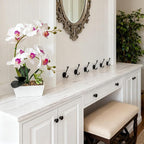 White Orchids Artificial Flowers Fake Orchid in Pot Phalaenopsis Flower Large Faux Orchid Plant Real Looking Fake Flowers Table Decor for Living Room Centerpieces Indoor Bathroom Plants