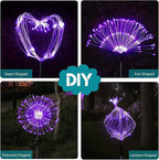 JJGoo Solar Firework Lights, 2 Pack 150 LEDs 2 Lighting Modes Solar Lights Outdoor Waterproof for Garden Patio Walkway Pathway Party Wedding Christmas Decorative - Purple