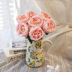 Jahe 6Pcs Fake Austin Flowers David Austin Roses, 17'' Faux Peonies for Flower Arrangements, Home Decor Peony Artificial Flowers, Living Room Decoration Vivid Roses Peonies, Pink