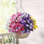 Artificial Flowers for Outdoors Decoration, 20 Bundles White Faux Morning Glory with Eucalyptus Look Real UV Resistant Fake Plants Silk Flowers for Outside Yard Gardens Porch Patio Planter Home Urn