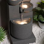 39.76” H 5-Tiers Cascading Bowls Outdoor Water Fountain Made with Eco-Friendly Recyclable Materials, Polyethylene Waterfall Fountain, Outdoor Decor with LED Lights for Patio, Backyard (39.76")