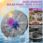 Solar Fountain for Bird Bath, 4W Solar Powered Water Fountain Pump, Outdoor Water Fountain with 6 Nozzles for Hummingbirds, Garden, Pool, Pond