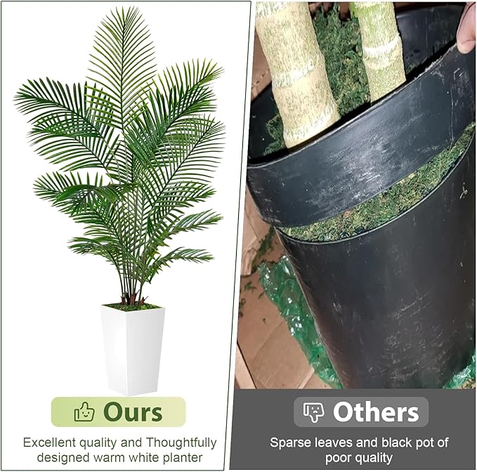 Palm Tree 6FT Artificial, 72in Tall Faux Palm Tree with 15.7 White Planter, Fake Potted Tree for Indoor & Outdoor Home Office Decor