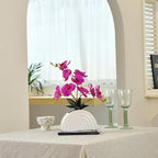 Fake Orchid Plant in White Rainbow Pot, Artificial Silk Phalaenopsis Orchid Flowers for Home Décor, Table Centerpiece, Office Desk (Fuchsia)