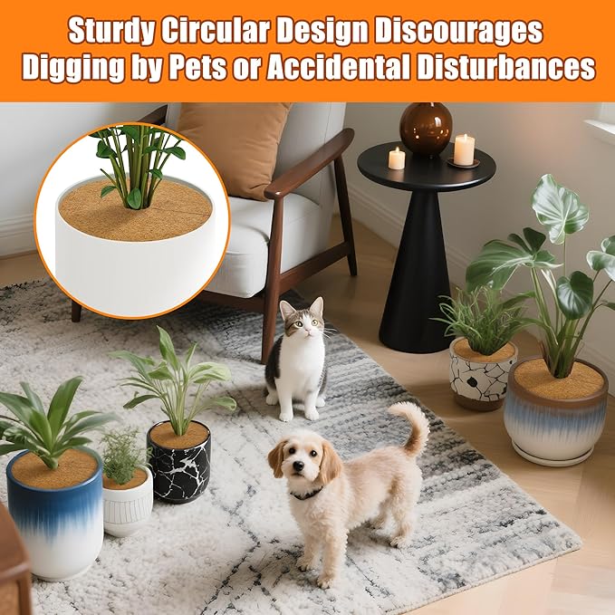 Coco Coir Mulch for Landscaping, 11.8 Inch Coconut Liners for Planters, 6 Pcs Coconut Fiber Tree Ring, Plant Covers from Animals,Dirt and Tree Protectors