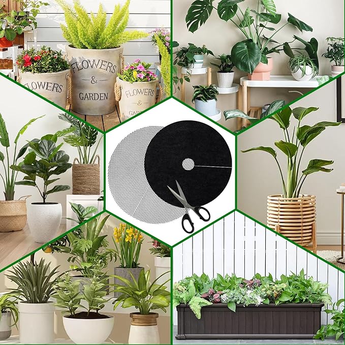 6-Pack Plant Pot Grids- 11.8 Inch Cuttable Mesh Flower Plant Pot Soil Covers -Protectors from Animals - Plant Protector Ring for Indoor Outdoor Garden Plant Landscaping