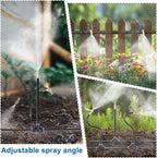 Mornajina Automatic Drip Irrigation Kits Garden Irrigation System, Includes 50FT 5/16 inch Irrigation Tubing Hose & 15Pcs 360° Bending Dropper Atomizing Mist Nozzles Tee for Garden Watering System