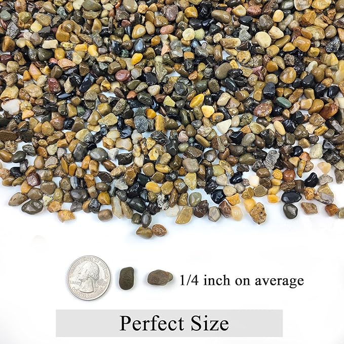 FANTIAN 2 lbs Aquarium Gravel, 1/4 inch Pea Gravel for Fish Tank, Decorative Pebbles River Rocks for Plants Succulent Vase Indoor Water Fountains and Outdoor Landscaping