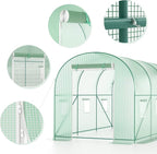 Outdoor Greenhouse with Screen Door,Outside Heavy Duty Walk in Green House for Garden Plants UV Protection Thermostatic Waterproof (Green, 12x7x7 FT)