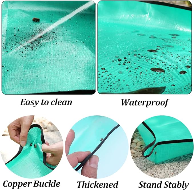Melphoe 25Pcs Mini Garden Hand Transplanting Succulent Tools Set, 39.4" Thickened Repotting Mat & Plant Tag, Miniature Planting Indoor Fairy Care, Potting, Cactus, Houseplant Bonsai Tool Kit (Black)