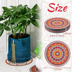 Nuanchu 6 Pcs 7.87" Boho Plant Pot Mat Large Rubber Absorbent House Non Slip Pot Indoor Plant Coasters Round Pad Gardening Outdoor Flower Protect Mat for Table Desk Floor