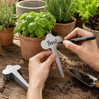 60 Pack Metal Plant Labels 6-1/2" x 3-1/2" Stainless Steel Outdoor Reusable Plant Name Tags Waterproof Garden Seed Labels Makers for Flowers Vegetable Pots Seedlings Herbs