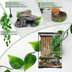 5-in-1 Leopard Gecko Tank Starter Kit, Hide Cave, Seagrass Hammock, Climbing Vine, Tweezers & Dish - 10-20 Gal | Fits Leopard/Crested Geckos, Harmit Crabs, Juvenile Tortoises (Tank Not Included)