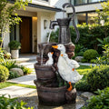 29.1" H Duck Outdoor Fountain with LED, Cascading Waterfall Garden Fountain, Freestanding Water Feature for Patio, Yard, Lawn, Deck and Home Decor
