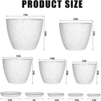 lokeisna 5 Pcs Plant pots, 7.5/6.5/5.7/4.9/4.1 inch Pots for Plants, Flower Pot Indoor Modern Decorative Plant Pot, Plant Pots Indoor with Drainage and Saucer for All House Plants, Spray Spots