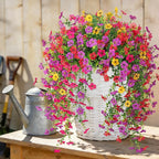 8 PCS Fake Artificial Hanging Flowers for Outdoors Decoration, Faux UV Resistant Artificial Outdoor Flowers, Fake Plants Look Real Daisy No Fade Spring Decor for Porch Home Patio Balcony and Yard