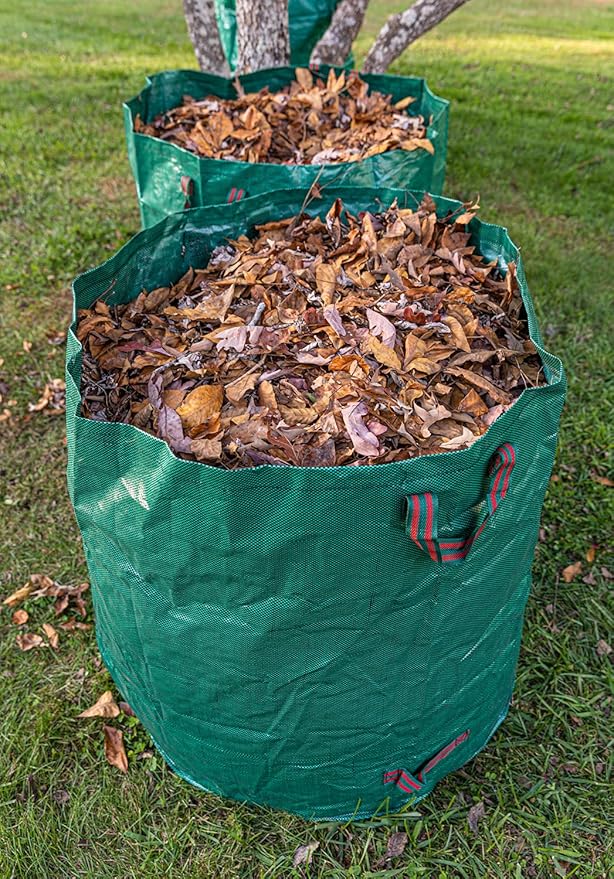 Gardzen 3-Pack 72 Gallon Yard Waste Bags, Reusable Heavy Duty Collapsible Garden Leaf Bags with Plastic Ring, Stand-Up Yard Waste Bin for Leaves, Lawn Debris & Grass Clippings