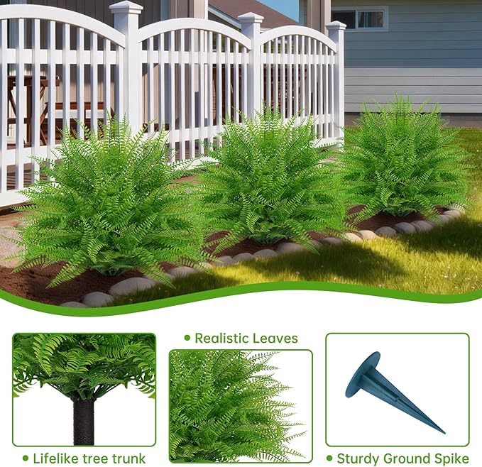 Artificial Ball Topiary Trees Set of 2, Fake Bushes with Ground Spike, Faux Evergreen for Porch Plants, UV Resistant Artificial Shrub for Outdoors Indoor Front Porch Garden