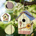 DoubleFill 2 Pcs Birdhouses for Outdoor Hanging Yard Outside Wooden Birdhouse Hand Painted Bird Box for Bird Lovers Bluebird Tree Garden Decor Decorative Birdhouse(Light Color,Wooden Roof)