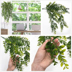 Artificial Hanging Vine Plants, Plastic Leaves Vines Fake Ivy Plant UV Resistant Greenery Faux Foliage Flowers Decor Home Indoor Outdoor Garden Door Wall Wedding Party Decoration Green 4 Pack