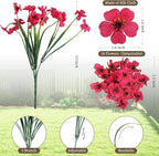24 Rose Red Bundles Artificial Flowers for Outdoors/Indoors Fake Flowers Plants for Indoor Outside Garden Porch Window Box Home Wedding Farmhouse