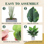 2pcs Fake Plants Medium Artificial Tropical Plants Indoor for Home Bathroom Bedroom Kitchen Office Desk Decor