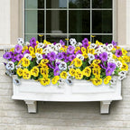 20 Pcs Artificial Fake Pansy Flowers for Outdoors, Faux Silk Pansies Spring Flowers UV Resistant Artificial Plants Outdoor for Planter Front Door Porch Yard Patio Home Decor(Purple Yellow White)