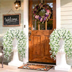 Artificial Hanging Flowers for Outdoors, 2 PCS 300 Blooms UV Resistant Morning Glory Faux Silk Vines, No-Odor Realistic Fake Plants for Garden Planter Porch Patio Decoration, White