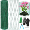 15.7 x 120 Inch Plant Protectors from Animals 0.8mm Free-Cut Metal Mesh Plant Cages for Outdoor Plants Chicken Wire Cloche, Wire Plant Protector for Garden Wire Mesh with Gloves, Wire Ties, Plier