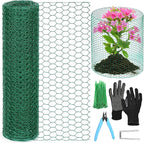 15.7 x 120 Inch Plant Protectors from Animals 0.8mm Free-Cut Metal Mesh Plant Cages for Outdoor Plants Chicken Wire Cloche, Wire Plant Protector for Garden Wire Mesh with Gloves, Wire Ties, Plier
