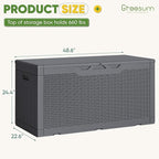 Greesum Outdoor Storage Box 100 Gallon Storage Bin with Lid for Patio Furniture, Garden Tools, Pool Supplies, Lockable, Waterproof and UV Resistant, Gray